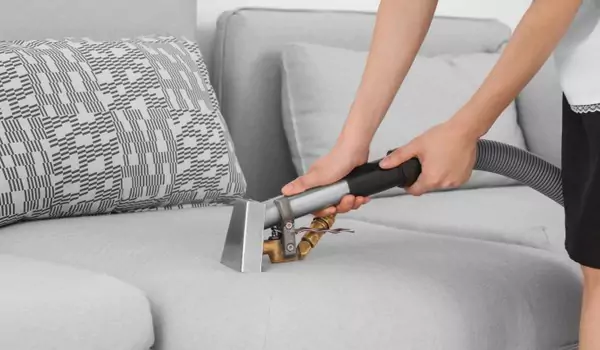 cropped picture of a person cleaning a couch